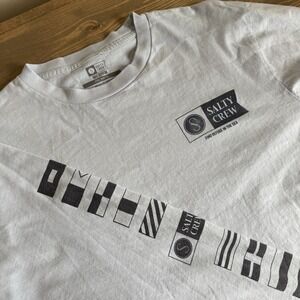 Salty Crew Men's Medium Light Blue Nautical Fishing Logo Long Sleeve Tee T-Shirt